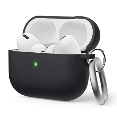 Afbeelding van elago Liquid Hybrid Hoesje Compatible met Apple AirPods Pro 2e Generatie Case Cover (2022), Triple Layer Bescherming, Beschermend Geval Sleutelhanger, Stofbestendig Hoes, Schokbestendige (Stone)