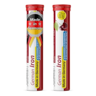 Afbeelding van Bruistabletten met ijzer 2x20 = 40 stuks Kersensmaak 14 mg suikervrij T&amp;D Pharma German Iron Made in Germany