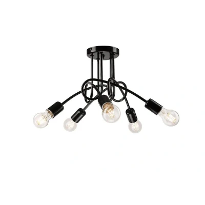 Afbeelding van Lamkur Lighting Camilla Multi Arm Semi Flush Plafondlamp Zwart, 5x E27
