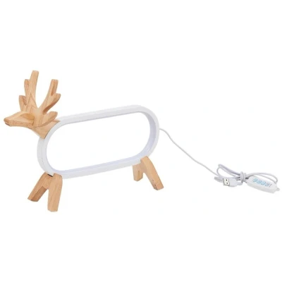 Afbeelding van Lindby LED tafellamp Hirvi, wit, hout, 31 cm, CCT, dimbaar