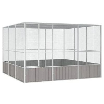 Afbeelding van VidaXL Vogelkooi 302,5x324,5x211,5 cm gegalvaniseerd staal grijs