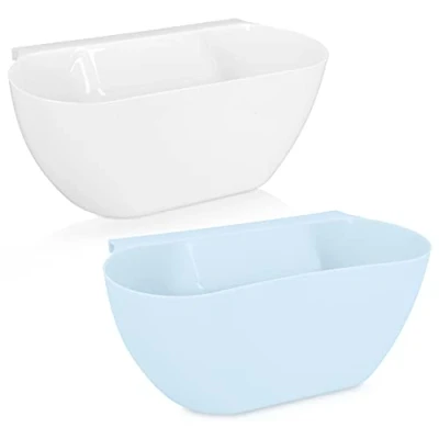 Afbeelding van Navaris 2x opvangbak voor keukenafval Hangende vuilnisbak keukenkastjes of lades Aanrecht afvalbak 3,8L Vaatwasserbestendig Wit en blauw