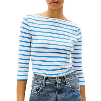 Afbeelding van Tommy Hilfiger NEW CODY SLIM BOAT Longsleeve, Dames, Maat: XL, Ecru/blue spell