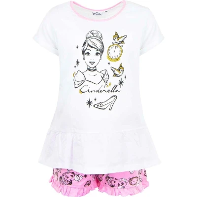 Afbeelding van Disney Princess Cinderella Shortama Wit Maat 98 3 jaar