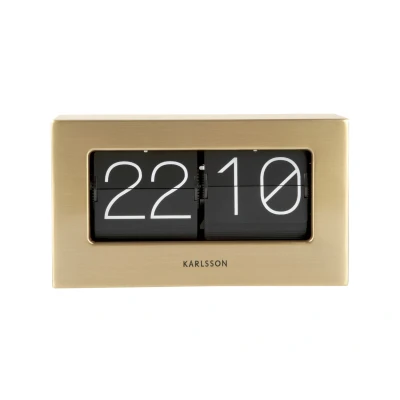 Afbeelding van Karlsson Staande klok Boxed Flip Wandklok Geborsteld Goud 7x20,5x11,5cm
