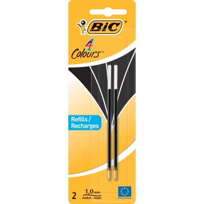 Afbeelding van Bic Vulling Voor Balpen 4 Colours Medium, Blister Met 2 Stuks, Zwart Balpenvullingen
