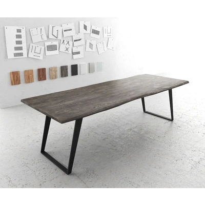 Afbeelding van Eettafel Edge acacia platina 260x100 metaal schuin Live