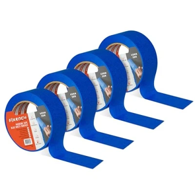 Afbeelding van Fixency 4x Afplakband (48 mm x 50 m) I Blauw voor Schilderen en Renoveren Schilderen, Lakken,