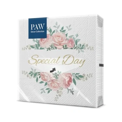 Afbeelding van PAW Papieren Servetten 3 laags (33 x 33 cm) I 20 Stuks Perfect voor Verjaardagen, Feesten, Bruiloften, Communie en Vieringen Tafeldecoratie, Kleurrijke Prachtige Compositie