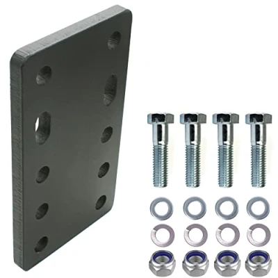 Afbeelding van Universele adapterplaat voor hoogteverstelling 5x90 van de trekhaak 2 gaats 90 mm AHK Bock flensballen. (5x45 met 4xM16 schroevenset, gaten Bock)