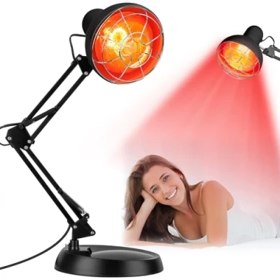 Afbeelding van Cozion Roodlichtlamp, warmtelamp, 150 W, infraroodlamp, infrarood licht, lichtlamp, warmtestraler, instelbare temperatuur met timer