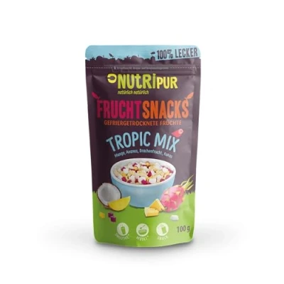 Afbeelding van NUTRIPUR &quot;Tropic Mix&quot; fruitmix gevriesdroogd 100g I Gedroogde bessen en vruchten Mengsel van kokosnoot, drakenfruit, mango ananas 100% fruit