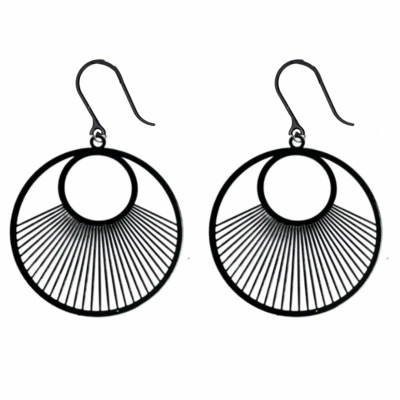 Afbeelding van Allergievrij lange oorbellen filigraan zwart Charme Bijoux