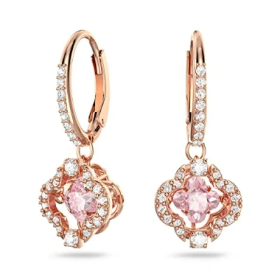 Afbeelding van Swarovski Una Oorhangers, Klavertje, Roze, Roségoudkleurige toplaag