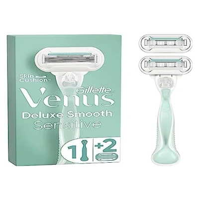 Afbeelding van Gillette Venus Deluxe Smooth Sensitive, voor dames, 1 handvat, 2 navulmesjes, met 5 messen