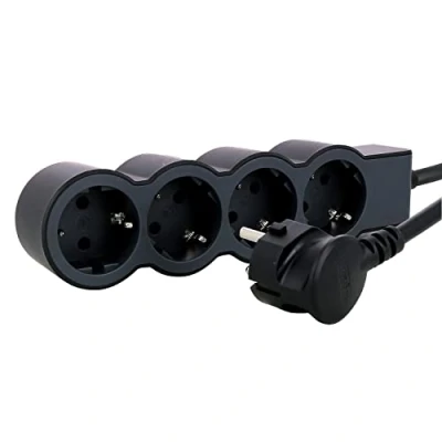 Afbeelding van Stekkerdoos zwart 4x2P + E met kabel 5.0 meter / 1,5 mm2 standaard NIEUW Legrand