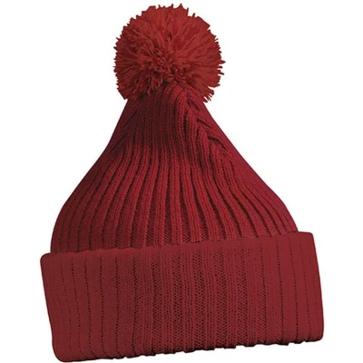 Afbeelding van Myrtle Beach Unisex Gebreide Muts met Pompom (Bordeaux Rood)