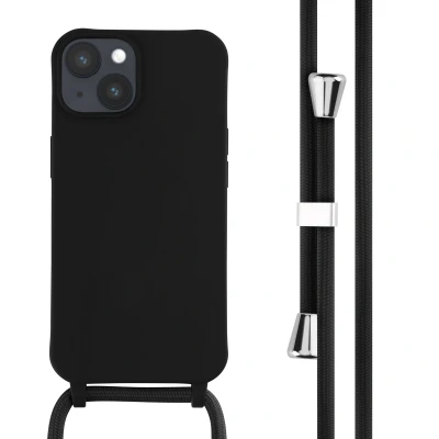 Afbeelding van Apple iPhone 14 Hoesje Siliconen en TPU (zacht) iMoshion Softcase/Koordhoesje/Backcover Zwart Telefoonhoesje