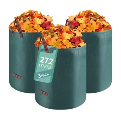 Afbeelding van Hibisaws 3 x 272 l tuinafvalzak, tuinzak met handgrepen, gemakkelijk te transporteren, grote bladzakken, opvouwbaar en op bergen. Zelfstaand/tuinafvalzak, stabiel tot 50 kg
