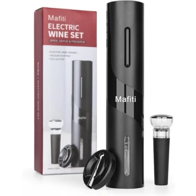 Afbeelding van mafiti elektrische wijnflesopener kit, draadloze kurkentrekker, automatische flesopener, wijnopener, kurkentrekker set bevat foliesnijder, wijnstop