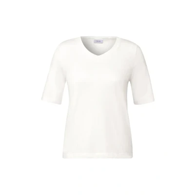 Afbeelding van Cecil Vneck Tshirt basic, Dames, Maat: Large, Weiß