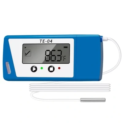 Afbeelding van ThermElc TE 04 ET USB temperatuurdatalogger, temperatuurrecorder met externe sensor, automatische PDF/CSV rapporten, 35.000 punten, vaccinkoelkast temperatuurmonitor