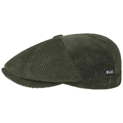 Afbeelding van Lipodo 8 Panel Cord Flatcap heren pet van katoen flat cap Made in Italy eenkleurige herfst/winter Regular Fit Style gevoerde winterpet XL (60 61 cm) olijfgroen