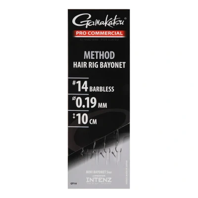 Afbeelding van Gamakatsu Pro Commercial Method Hair Rig Bayonet Barbless 10cm Onderlijnen Size 14 0.19mm