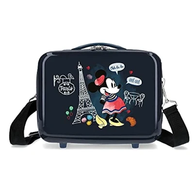 Afbeelding van Minnie Around the World Toilettas, aanpasbaar, met schoudertas, blauw, 29 x 21 15 cm, stijf, ABS 9,14 l