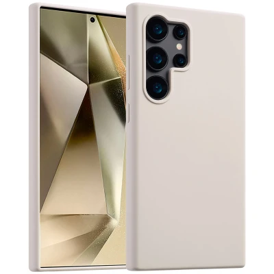 Afbeelding van Samsung Galaxy S24 Ultra MagSafe Hoesje Siliconen en TPU (zacht) Accezz Softcase/Backcover Beige Telefoonhoesje Black Friday Deals