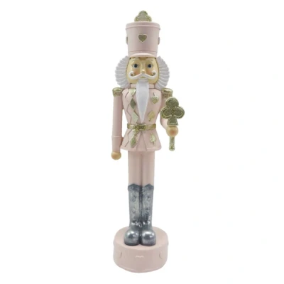 Afbeelding van Clayre &amp; Eef Beeld Notenkraker 24 cm Roze Wit Polyresin Kerstdecoratie
