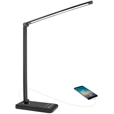 Afbeelding van AUELEK Led bureaulamp, oplaadbaar, opvouwbaar, verstelbaar, 10 helderheidsniveaus, 5 verlichtingsmodi en USB laadaansluiting, energieklasse A
