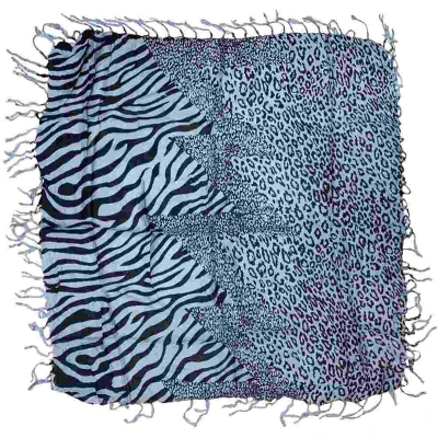 Afbeelding van Zac&#039;s Alter Ego Sjaal Grey Zebra &amp; Leopard Print Square Grijs
