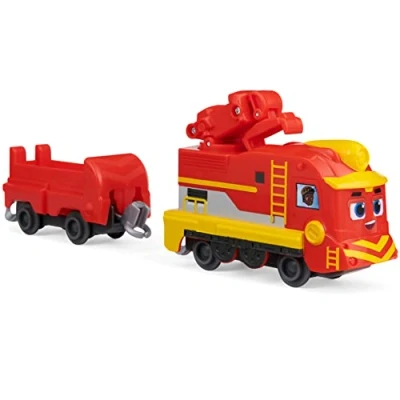 Afbeelding van Mighty Express Push and go treinvrachtwagen Nick met goederenwagon handbediende trein naar de populaire tv serie, vanaf 3 jaar