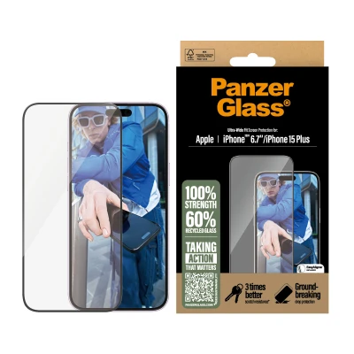 Afbeelding van Panzerglass Ultra wide Fit Screenprotector Voor Apple Iphone 2024 6.7&#039;&#039;;iphone 15 Plus Transparant