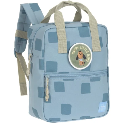 Afbeelding van LÄSSIG Kinderrugzak met borstriem kleuterschool tas rugzak 28 cm, 7 liter, 3 jaar/mini vierkante patroon party blauw