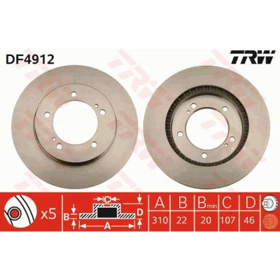 Afbeelding van Trw Remschijf DF4912