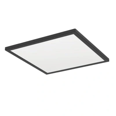 Afbeelding van Eglo LED plafondlamp Rovito, ronde badkamer plafonnière, badkamerlamp plafond van kunststof in zwart en wit, plafondverlichting warm wit koud IP44, 39x39 cm
