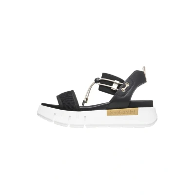 Afbeelding van Nerogiardini Sandalen met plateauzool, Dames, Maat: 36, Nero Leer en textiel