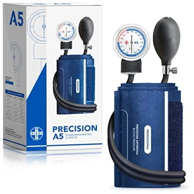 Afbeelding van AIESI® Bloeddrukmeter Handmatig Professioneel Aneroïde klassiek model voor volwassenen zonder stethoscoop PRECISION A5, Garantie 24 maanden