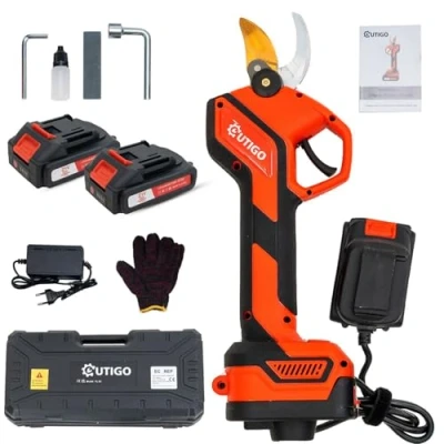 Afbeelding van OUTIGO Elektrische snoeischaar, snoeischaar met batterijen, 3000 mAh, 21 V, 25 mm 800 W, borstelloze motor, voor tuinieren, fruitbomen, wijngaarden