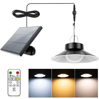 Afbeelding van AGOTD Lamp op zonne energie voor binnen en buiten, zonnelamp met afstandsbediening, 3 temperaturen warm/koud/neutraal, 6 helderheid, IP65 waterdicht, 5 m, kabel tuin, terras, balkon