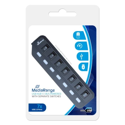 Afbeelding van MediaRange USB 2.0 Hub 1: 7 met aparte schakelaars, bus powered