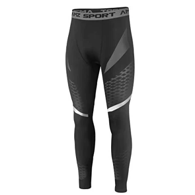 Afbeelding van AMZSPORT Compressiebroek voor heren, sneldrogende hardloopbroek, sportbroek, trainingsbroek, nieuwe generatie, 116002 zwart, M Slank