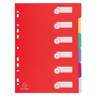 Afbeelding van Tabbladen Exacompta 225x297mm 11 gaats 6 delig assorti PP