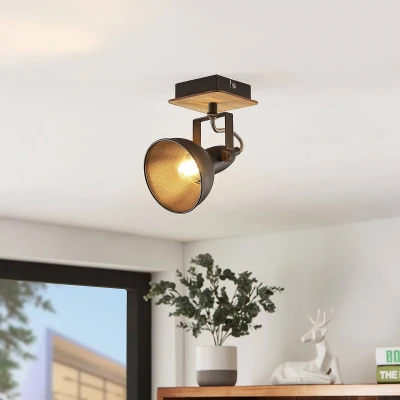 Afbeelding van Lindby buitenspot 1licht Staal, hout H: 14 cm E14 zwart, licht