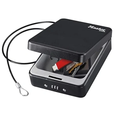 Afbeelding van Master Lock Kleine Reiskluis [Combinatie] [Met kabel] P005CEURBLKHRO Voor Chequeboeken, Geld, Smartphones, Paspoorten enz.