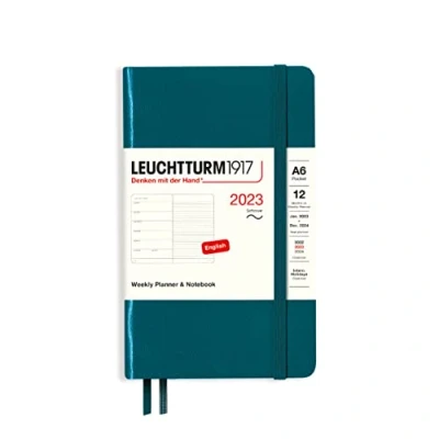 Afbeelding van LEUCHTTURM1917 365926 weekkalender &amp; notitieboek softcover pocket (A6) 2023, 12 maanden, pacific green, Engels