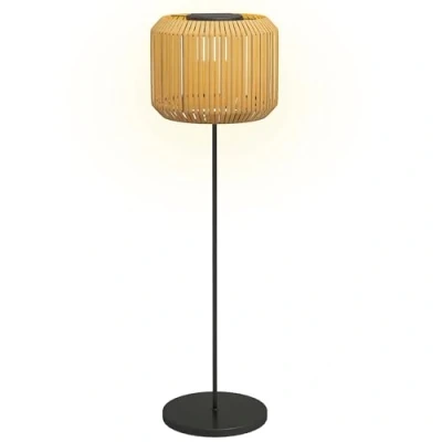 Afbeelding van Outsunny Rattan Solarlamp, Padverlichting met Warm Wit Licht, Waterdichte LED Tuinlamp Lichtsensor, Staande Lamp voor Tuin, Gazon, Staal, Geel