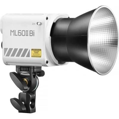 Afbeelding van GODOX ML60II Bi 70 W led videolamp, tweekleurige COB studiolamp, 2800 6500 K, CRI ≥ 96, 11 lichteffecten, 2,4 G draadloos, app besturing met houder, standaardreflector, draagtas